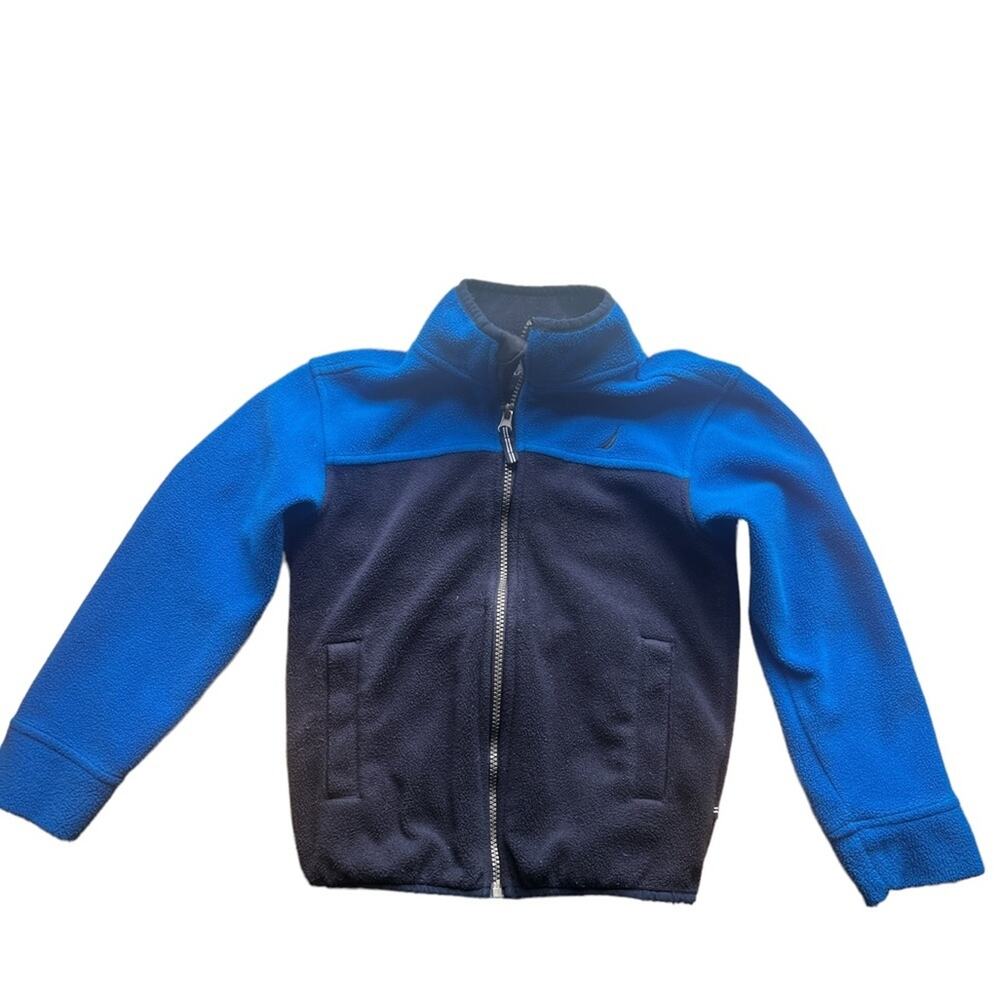 Nautica Navy and Bright Blue Fleece Two-Tone Full Zip Jacket/Sweatshirt - Size 7